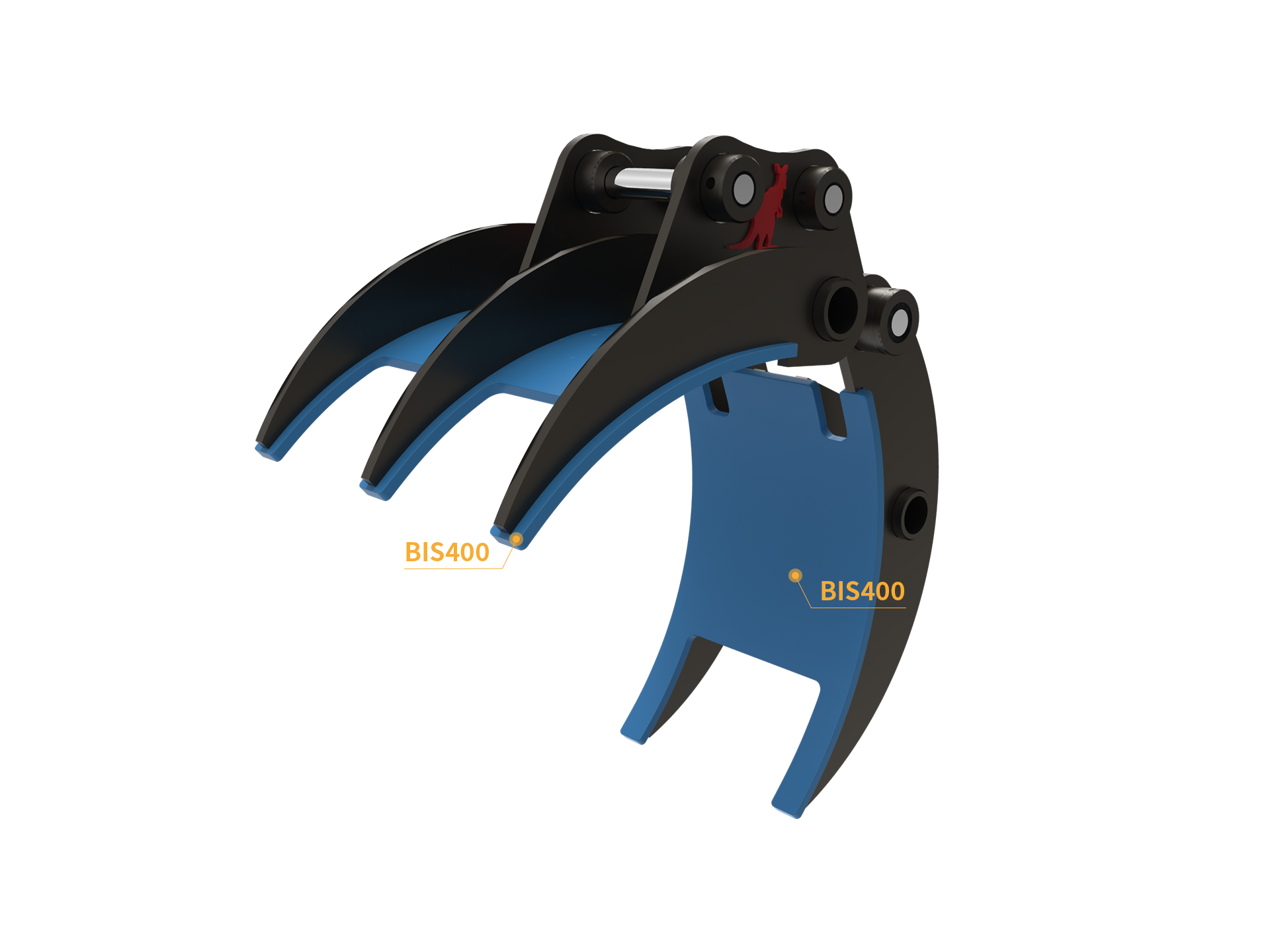 Roo Attachments 400mm mechanical grab for 1.5t-1.8t mini excavators, additional view