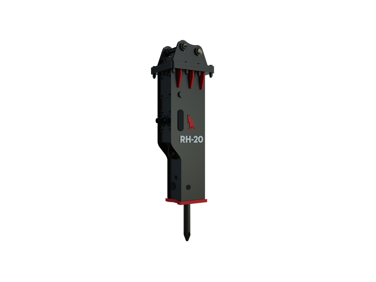 Roo Attachments RH-20 hydraulic rock breaker for 1.2t-2.7t mini excavators, additional view