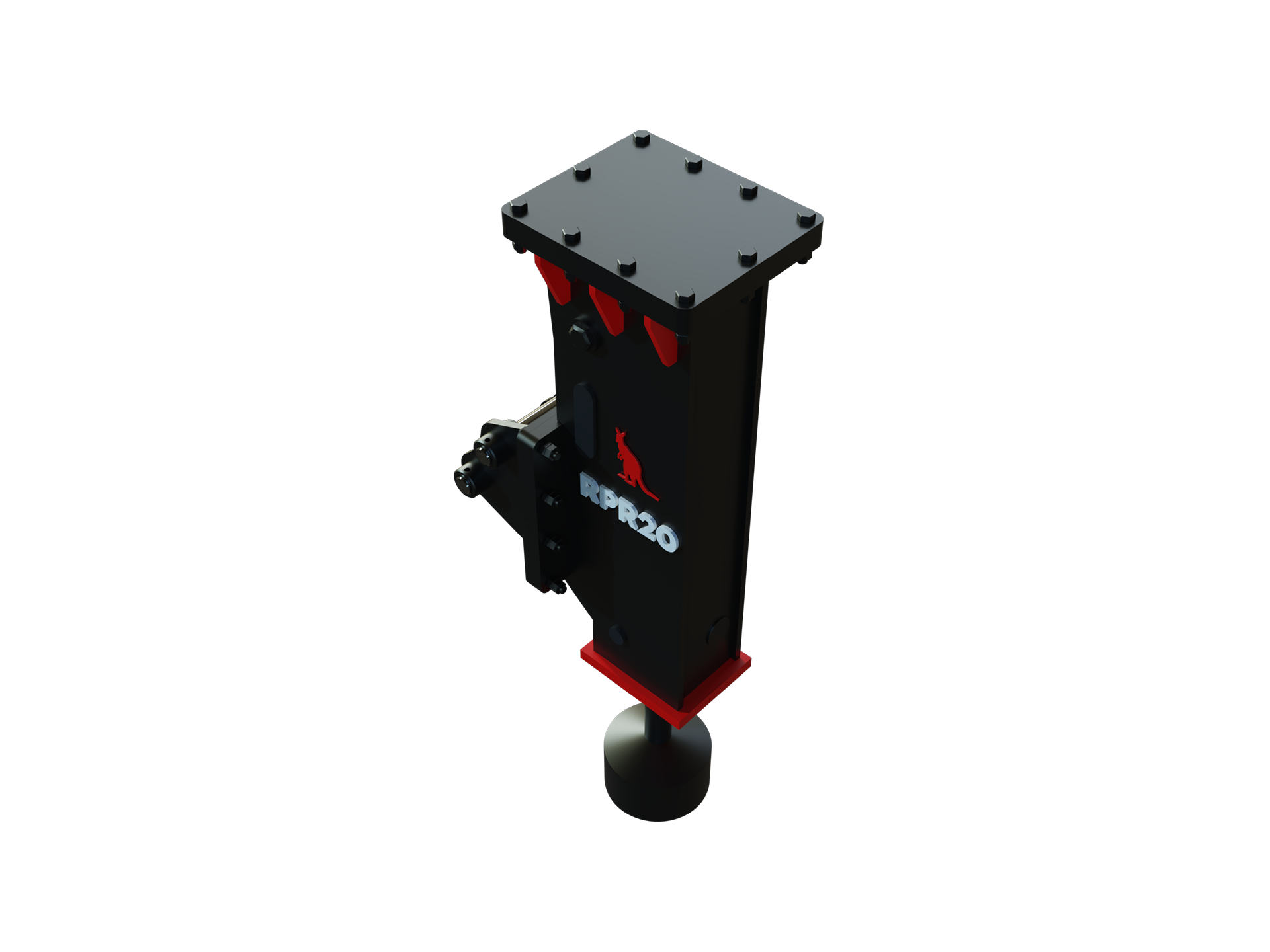 Roo Attachments RPR-20 hydraulic post rammer for 1.5t-2.5t mini excavators, additional view
